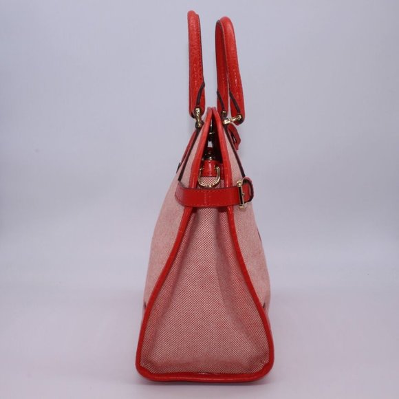 Michael Kors Bowling SATCHEL Shoulder Bag Purse Red Embossed Leather - Picture 3 of 13